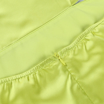 Spaghetti Strap Backless Satin Cut Out Mini Summer Dresses Elegant Cowl Neck Party Dress in Green Black The Clothing Company Sydney