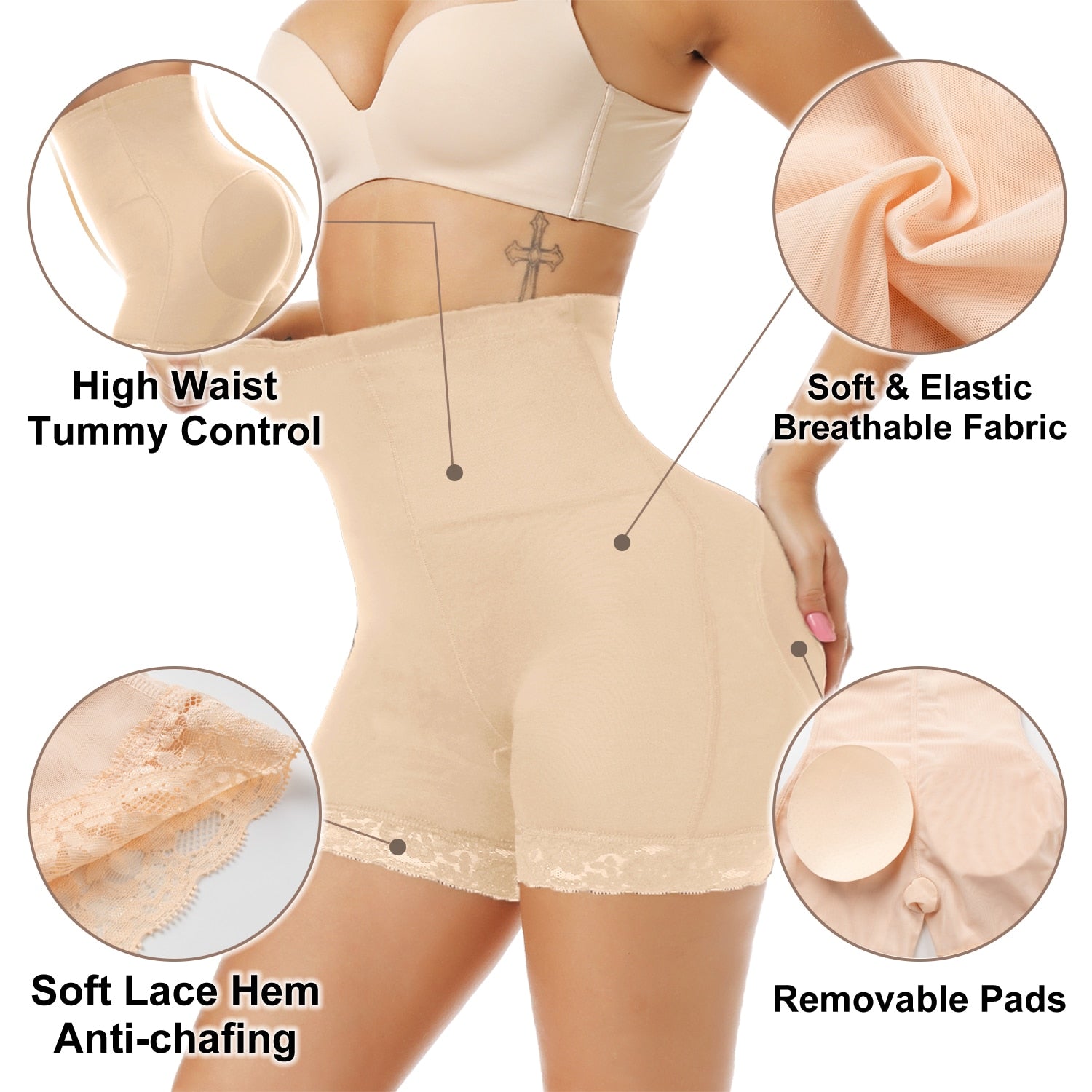 Women's Butt Lifter Hip Enhancer Booty Padded Underwear High Waist Seamless Push Up Buttocks Body Shaper Panties Boyshort The Clothing Company Sydney