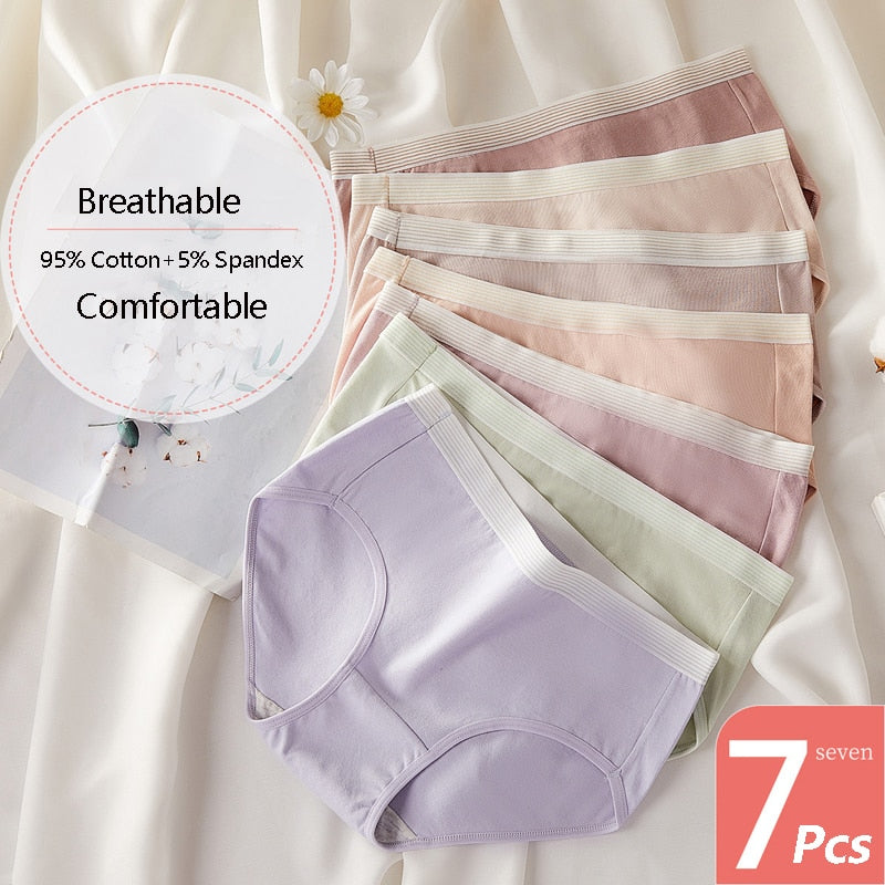 7Pcs/5Pcs Women Panties Comfort Cotton Mix Breathable Underwear Seamless Ladies Low Waist Lingeries Cute Girls Briefs The Clothing Company Sydney