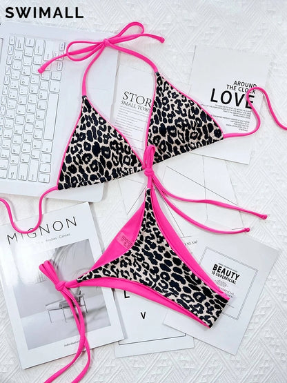 Leopard Print Bikini Swimsuit Swimwear Push Up Bikini Set Halter Brazilian Bathing Suit Beach Wear Bather Set The Clothing Company Sydney