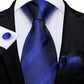 3 Piece Classic 100% Silk Men's Ties 8cm Blue Plaid Dot Striped Business Necktie Handkerchief Wedding Party Tie Set The Clothing Company Sydney