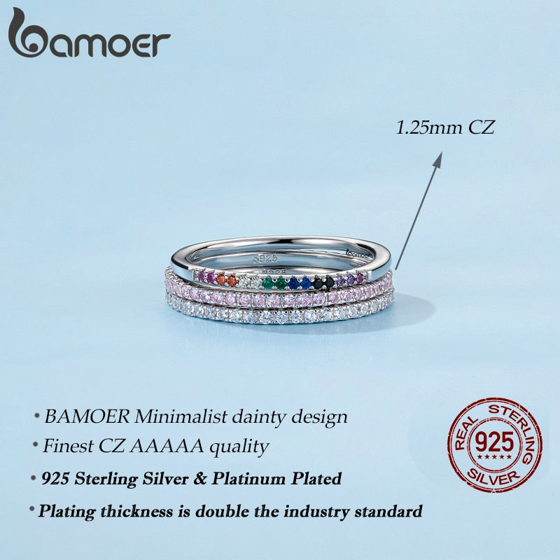 925 Sterling Silver CZ Simulated Diamond Stackable Ring Platinum Plated Eternity Bands for Women The Clothing Company Sydney