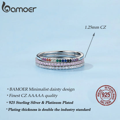 925 Sterling Silver CZ Simulated Diamond Stackable Ring Platinum Plated Eternity Bands for Women The Clothing Company Sydney