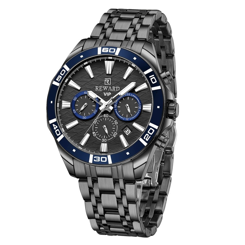 Mens Watch Waterproof Sport Wristwatch for Men Stainless Steel Business Quartz Watches Clock Gift for Father Birthday The Clothing Company Sydney