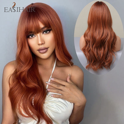 Ombre Brown Light Blonde Platinum Long Wavy Middle Part Hair Wig Cosplay Natural Heat Resistant Synthetic Wig for Women The Clothing Company Sydney