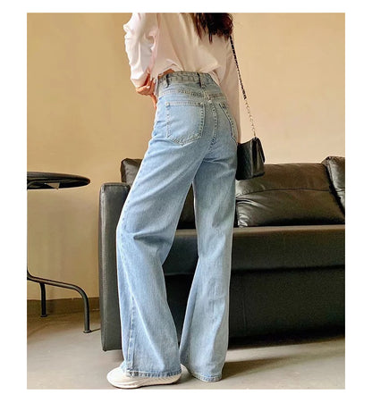 Y2k Wide Leg Pants High Waist Mom Jeans Fashion Denim Trousers Blue Jeans The Clothing Company Sydney
