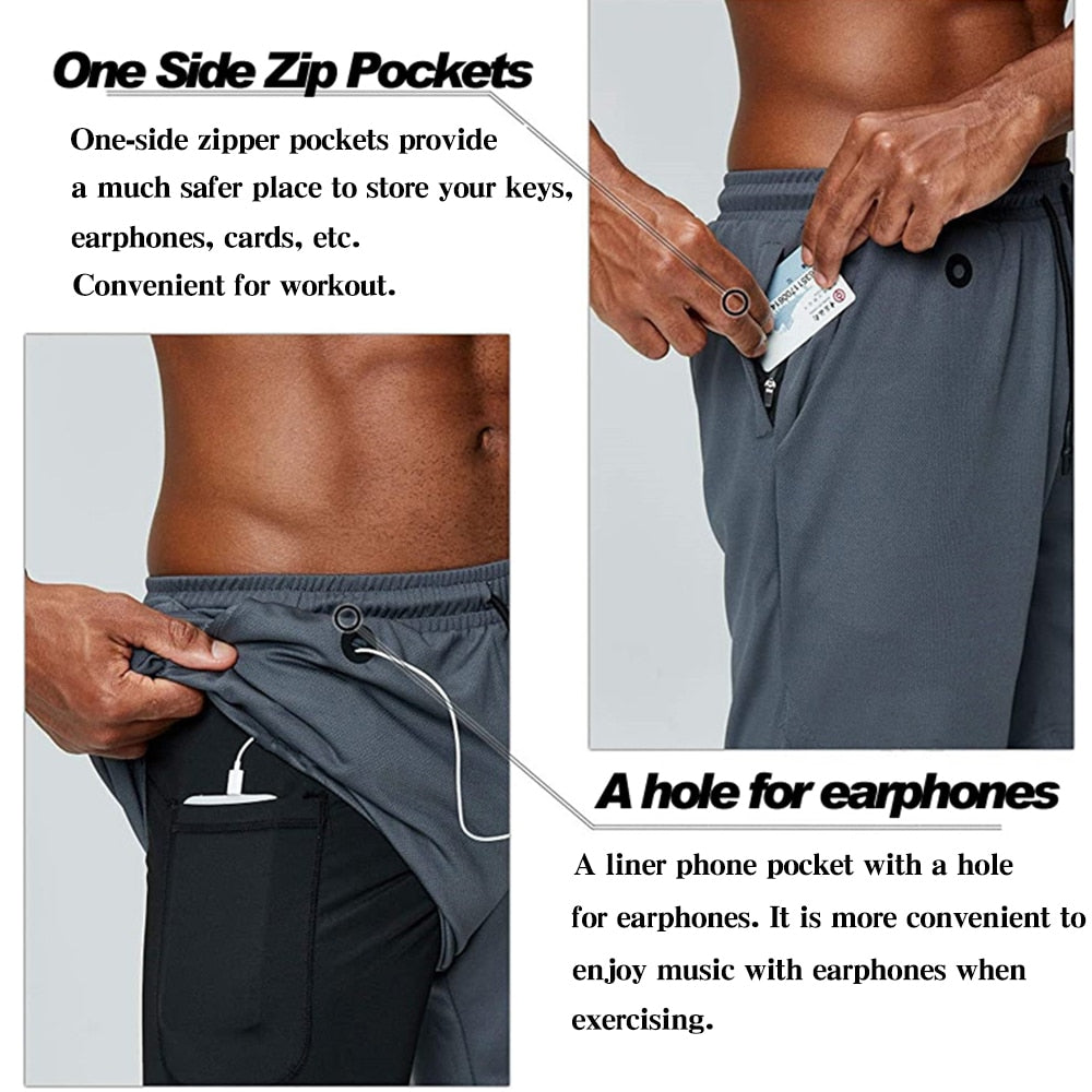 Men's Running Shorts Fitness Gym Training Sports Shorts Quick Dry Workout Gym Sport Jogging Double Deck Summer Shorts The Clothing Company Sydney