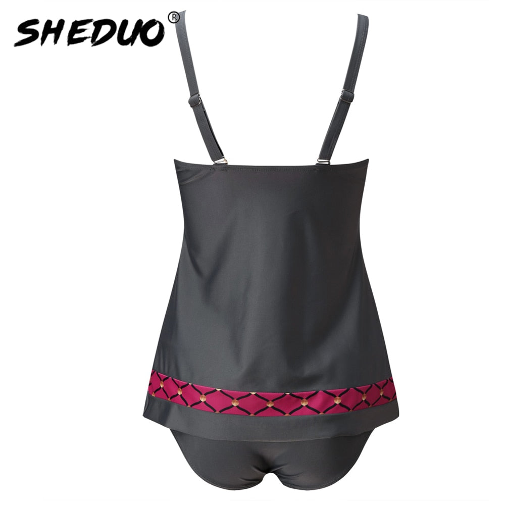 Plus Size Tankini Swimwear Plaid Bikini Bathing Suit Beach Wear Swimsuit Bow Tied Deep V Bodysuit Summer wear The Clothing Company Sydney