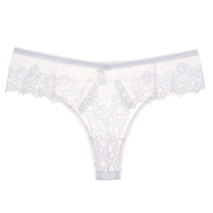 Women Sexy Lace Lingerie Temptation Low-waist Transparent Panties Female Embroidery Floral Hollow Out Thong Underwear G String The Clothing Company Sydney