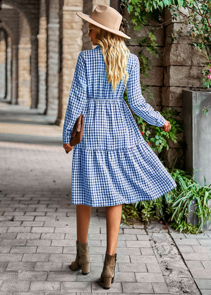 Casual Plaid Shirt Dress For Women Turn Down Long Sleeve Maxi Dress Vintage Single Breasted Patchwork Spring Autumn Dress The Clothing Company Sydney