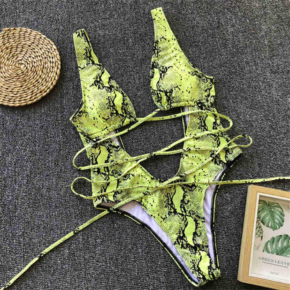 Bandage Wrap Around Tummy Cut Out Deep V Monokini One Piece Swimsuit Swimwear Bather Bathing Suit - The Clothing Company Sydney