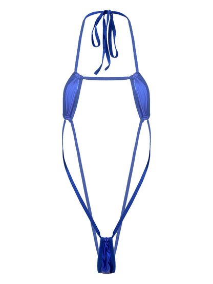 Adults Metallic Shiny Micro Monokini One-piece Bathing Suit Halter Lace-up Bodysuit Swimwear Backless Swimsuit The Clothing Company Sydney