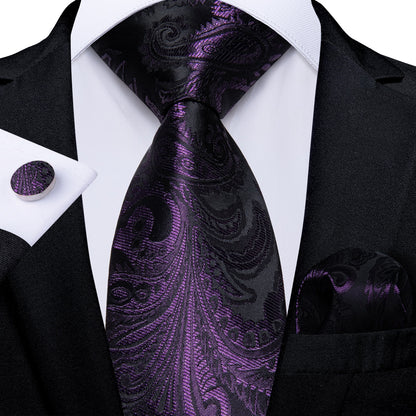 Men Purple Floral Paisley Necktie Business Formal 100% Silk Tie Pocket Square Set For Wedding Party The Clothing Company Sydney