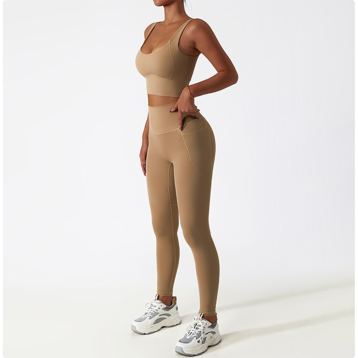 2 Piece Women Yoga Set Seamless Workout Suit Sportswear Gym Clothing Fitness Bra High Waist Leggings Sports Shorts Sports Suits The Clothing Company Sydney