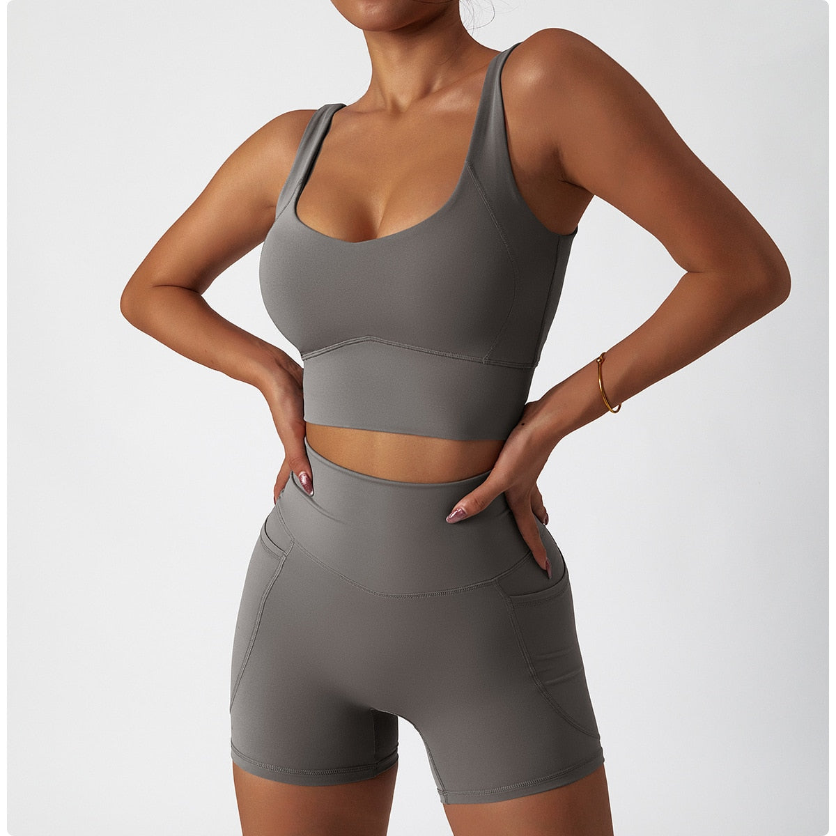 2 Piece Women Yoga Set Seamless Workout Suit Sportswear Gym Clothing Fitness Bra High Waist Leggings Sports Shorts Sports Suits The Clothing Company Sydney