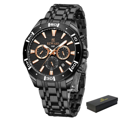 Mens Watch Waterproof Sport Wristwatch for Men Stainless Steel Business Quartz Watches Clock Gift for Father Birthday The Clothing Company Sydney