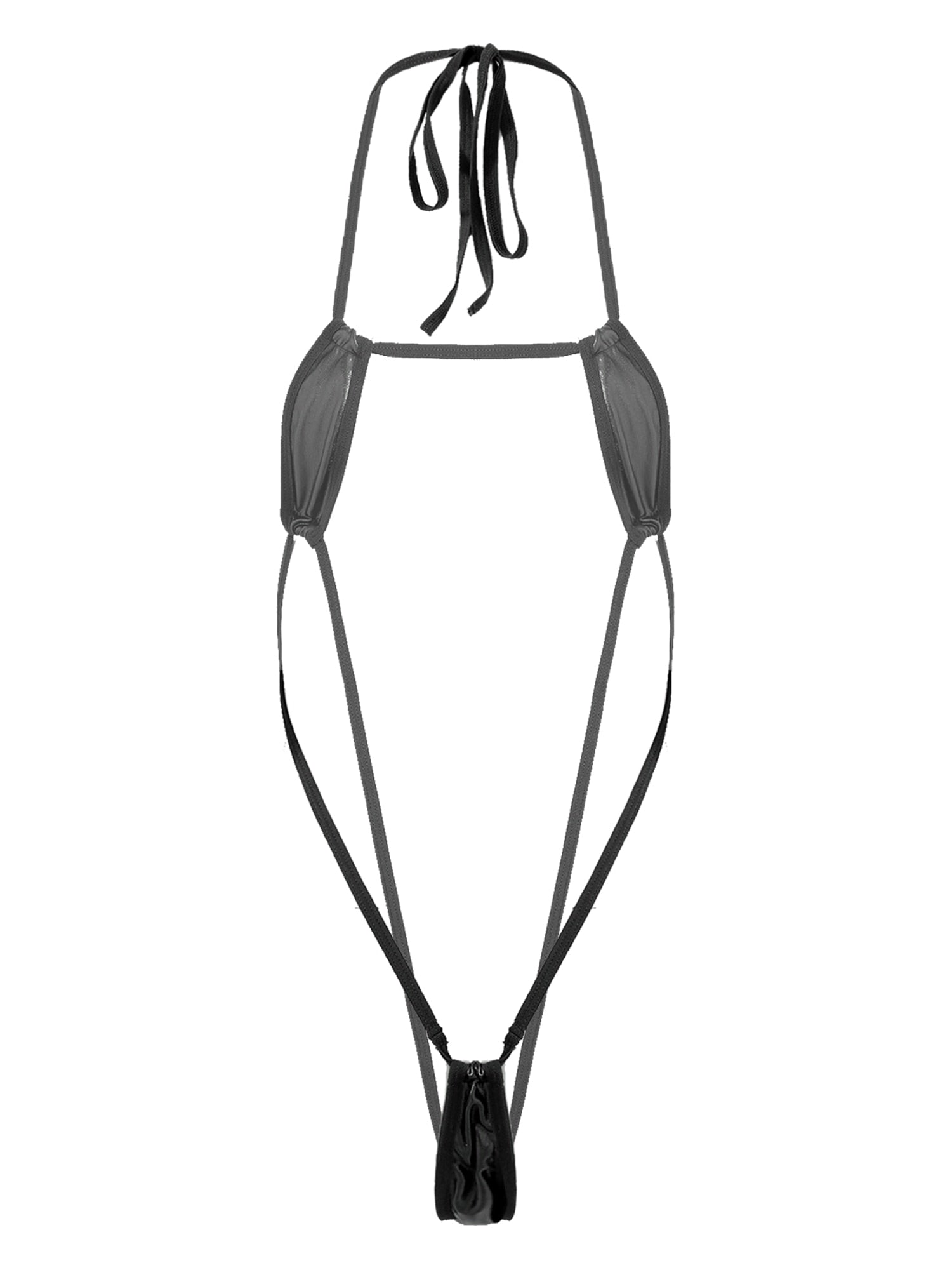 Adults Metallic Shiny Micro Monokini One-piece Bathing Suit Halter Lace-up Bodysuit Swimwear Backless Swimsuit The Clothing Company Sydney