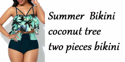 2 Piece Swimwear High Waist Swimsuit With Skrit Print Retro Vintage Bikini Set The Clothing Company Sydney