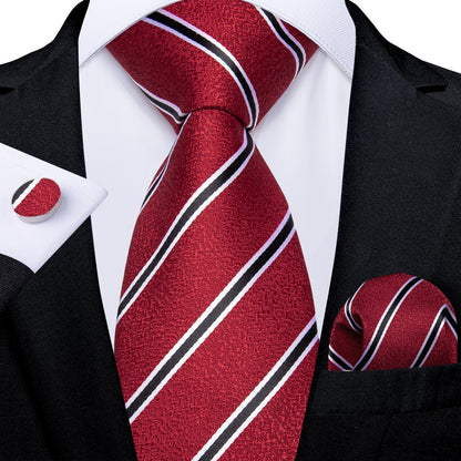 Designer Wedding Men's Tie Red  Solid Striped Paisley Neckties For Men Business Hanky Cufflinks Tie Set The Clothing Company Sydney