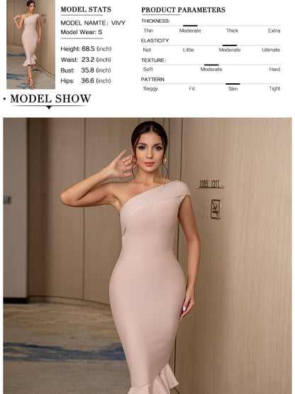 Summer Bandage Dress One Shoulder Sleeveless Ruffles Nightclub Evening Party Mermaid Dresses The Clothing Company Sydney