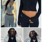 Women's Spring Outfits Casual Zipper Sweater Hoodie Set High Waist Flare Pants Suits Pink Knitted Y2k Two Piece Set The Clothing Company Sydney