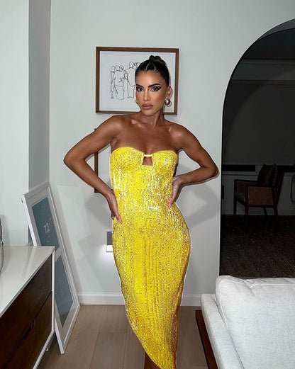 Sequin Dress Women Vacation Beach Backless Dress Split Bodycon Evening Party Dress The Clothing Company Sydney