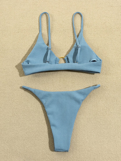 Plain Rib Swimsuit Swimwear Women Thong Bikini Set 2 Piece Beach Wear for Bathing Suit The Clothing Company Sydney
