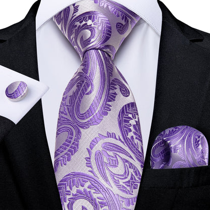 Men Purple Floral Paisley Necktie Business Formal 100% Silk Tie Pocket Square Set For Wedding Party The Clothing Company Sydney