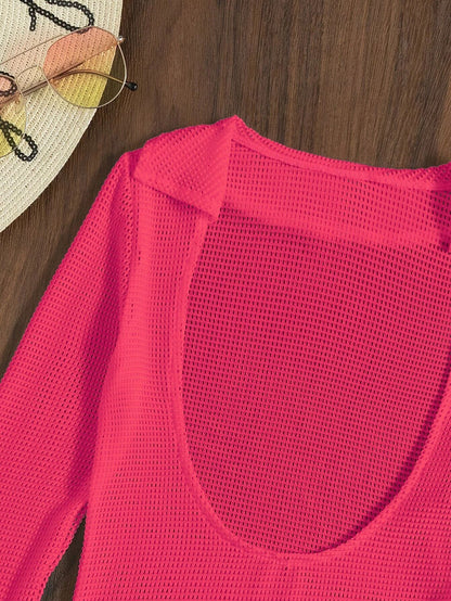 Slit Cuff Plunge Neck Three Piece Bikini Set with Cover Up Plain Swimsuit Women Swimwear Summer Beach Bathing Suit The Clothing Company Sydney