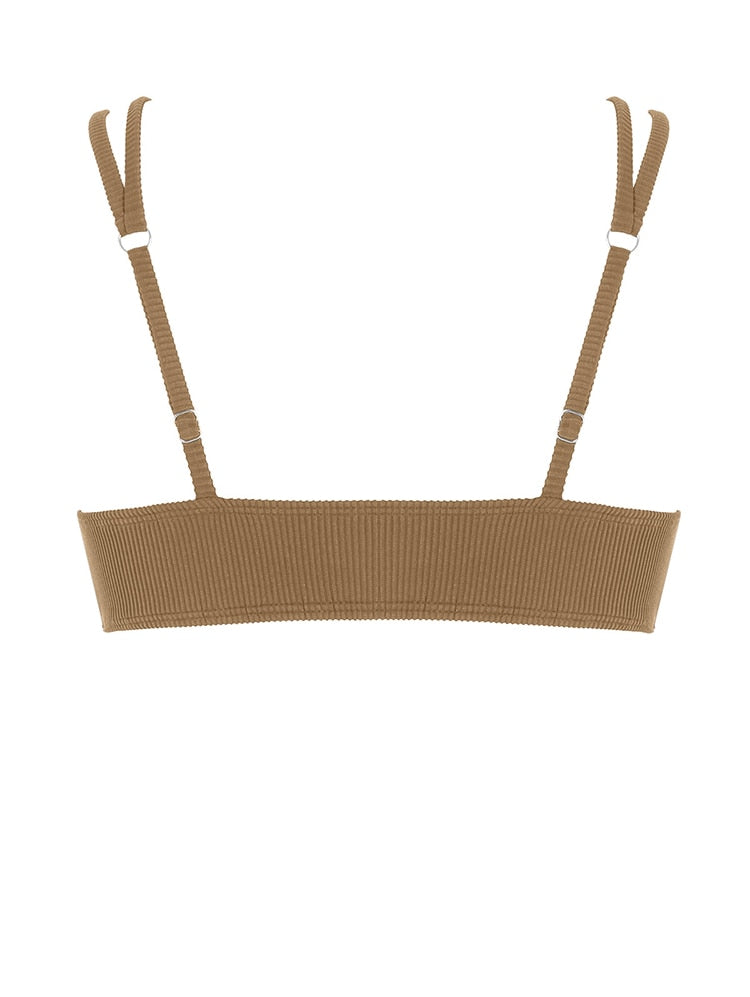 Two Tone Color Block O-ring Honeycomb Textured Bikini Swimwear Mix & Match Swimsuit Separates Beach Top And Bottom The Clothing Company Sydney