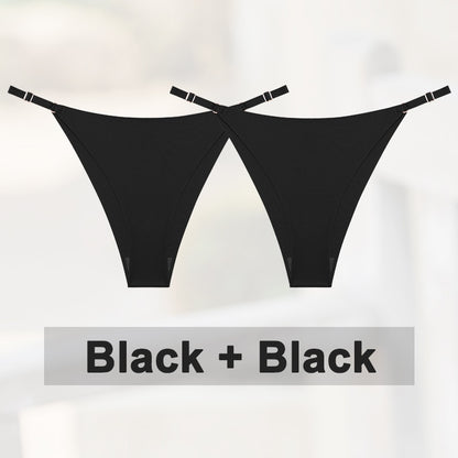 2 pack Seamless Silky G-String Thongs Lingerie Low Rise Panties Adjustable Waistband Straps Hipster Underwear Intimates The Clothing Company Sydney