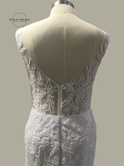 Luxury 3D Lace Mermaid Wedding Dress Romantic Beads Tulle Neck Wedding Bridal Gowns The Clothing Company Sydney