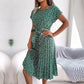 Floral Pleated A Line Long Dress Spring Summer Short Sleeve High Waist Chic Dress The Clothing Company Sydney
