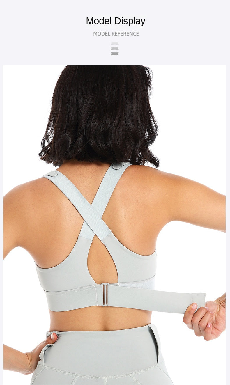 Front Zipper Sports Bra Gym Plus Size 5XL Velcro Adjustable Fitness Yoga Shockproof High Support All-in-one Bras Top The Clothing Company Sydney