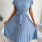 Floral Pleated A Line Long Dress Spring Summer Short Sleeve High Waist Chic Dress The Clothing Company Sydney