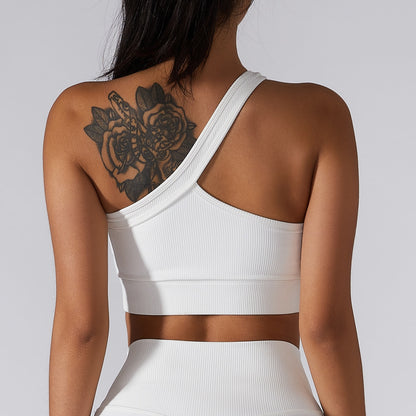 Seamless Thread Fabric Fitness Bra Single Shoulder Strap Gym Top Sports Underwear Outerwear Running Yoga Clothes The Clothing Company Sydney