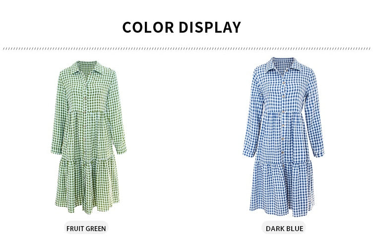 Casual Plaid Shirt Dress For Women Turn Down Long Sleeve Maxi Dress Vintage Single Breasted Patchwork Spring Autumn Dress The Clothing Company Sydney