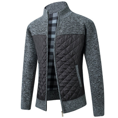 Autumn Winter Men's Jacket Slim Fit Stand Collar Zipper Solid Thick Warm Jacket Cardigan Sweater The Clothing Company Sydney