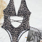 Leopard Strapped Swimwear High Cut One Piece Swimsuit Monokini Push Up Summer Beach Wear Bathing Suit The Clothing Company Sydney