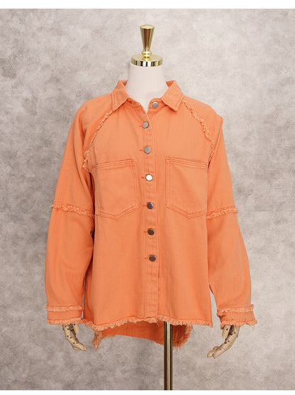 Loose Turn-down Collar Denim Jacket Coat Casual Denim Jacket Long Sleeve Tassel Solid washed Tops The Clothing Company Sydney