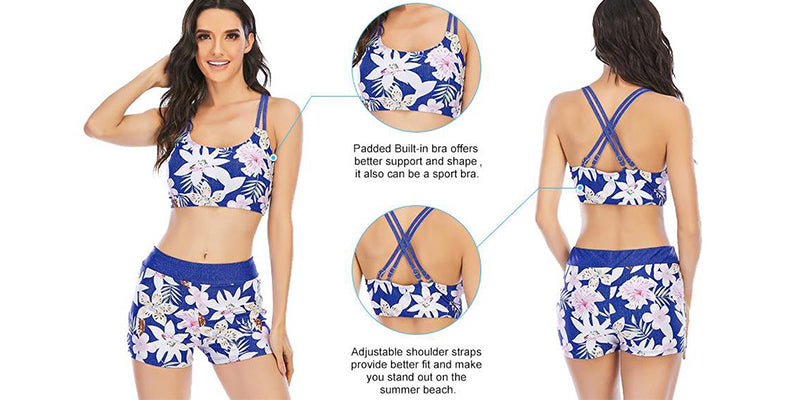 Two Piece Plus Size Tankini Swimming suits Swimwear Patchwork Bikini White boho Printed Swimsuit The Clothing Company Sydney