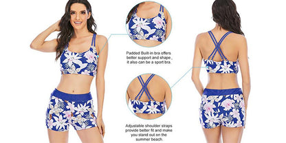 Two Piece Plus Size Tankini Swimming suits Swimwear Patchwork Bikini White boho Printed Swimsuit The Clothing Company Sydney