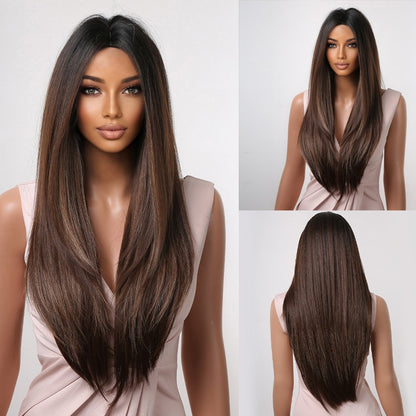Long Straight Blonde Layered Synthetic Wigs Brown Balayage Ombre Wigs With Bang Cosplay Costume Heat Resistant Wigs The Clothing Company Sydney