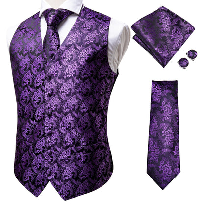 4Piece Mens Vest for Suit Luxury Paisley Floral Plaid Suit Silk Vest and Tie Set Blue Gold Red Sliver Wedding Vest The Clothing Company Sydney