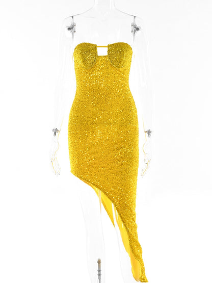 Sequin Dress Women Vacation Beach Backless Dress Split Bodycon Evening Party Dress The Clothing Company Sydney