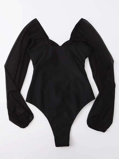 One Piece Swimsuit Swimwear Solid Long Sleeve Backless Rhinestones Diamond Thong Bathing Suit Monokini The Clothing Company Sydney