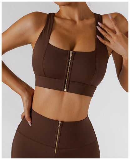 2 Piece Yoga Set Women Workout Sport Gym Wear Yoga Suit High Waist Leggings Skirts Front Zipper Bra Fitness Crop Top Yoga Sportswear The Clothing Company Sydney