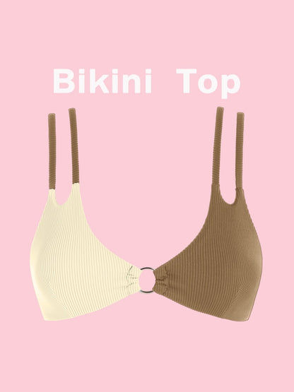 Two Tone Color Block O-ring Honeycomb Textured Bikini Swimwear Mix & Match Swimsuit Separates Beach Top And Bottom The Clothing Company Sydney