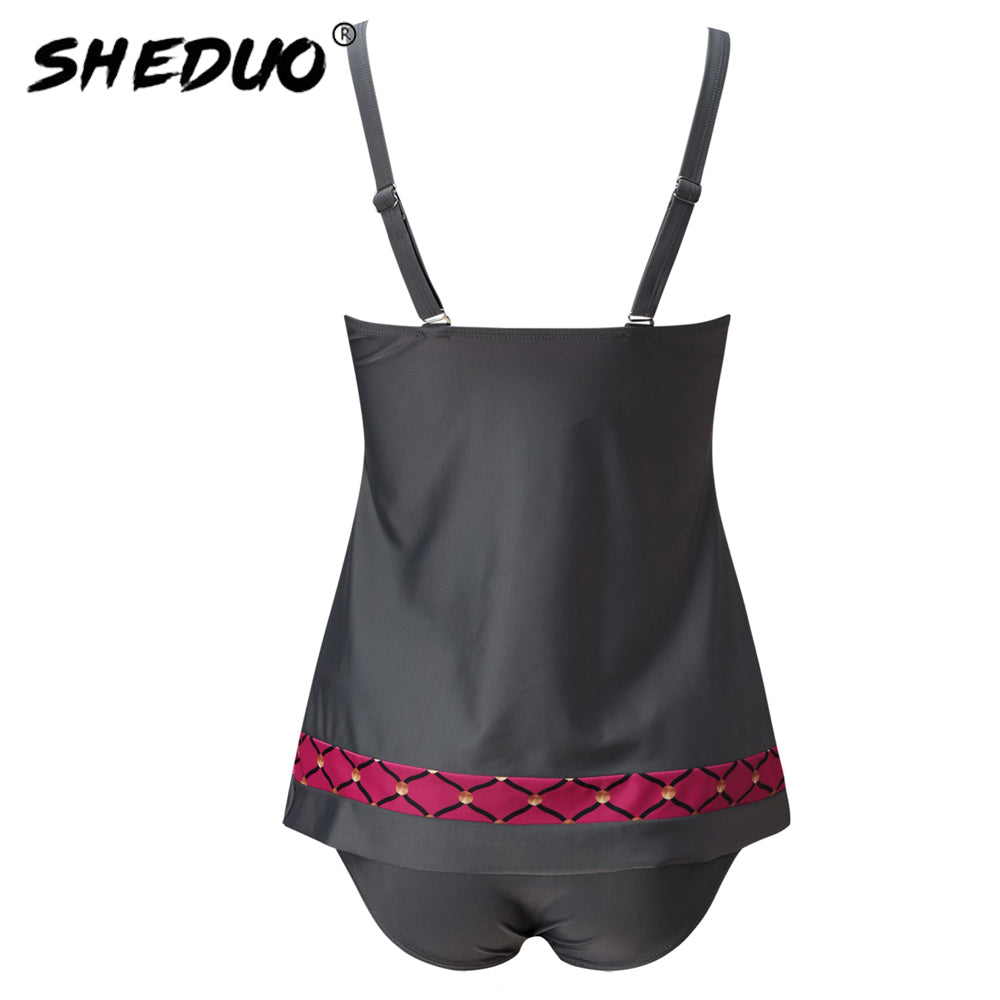 Plus Size Tankini Swimwear Plaid Bikini Bathing Suit Beach Wear Swimsuit Bow Tied Deep V Bodysuit Summer wear The Clothing Company Sydney