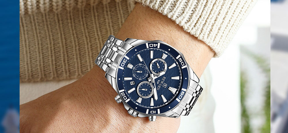 Mens Watch Waterproof Sport Wristwatch for Men Stainless Steel Business Quartz Watches Clock Gift for Father Birthday The Clothing Company Sydney
